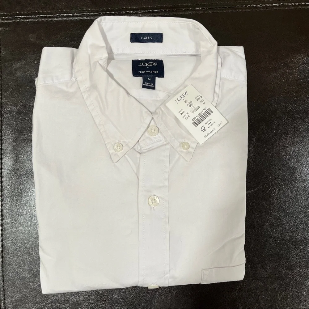 NWT J.Crew Men’s flex washed oxford shirt white button down shirt size M - Picture 4 of 5